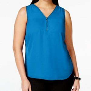 Inc International Concepts Plus Size Zip-Neck Sleeveless Shell, Size 0X $69.50